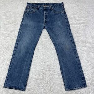 Levi's Pants Mens 38x32 Blue 501 Button Fly Dark Wash Straight Leg Denim Jeans